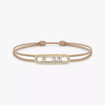 [moco jewelrys ]Messika Care(s) pink cord pavé bracelet