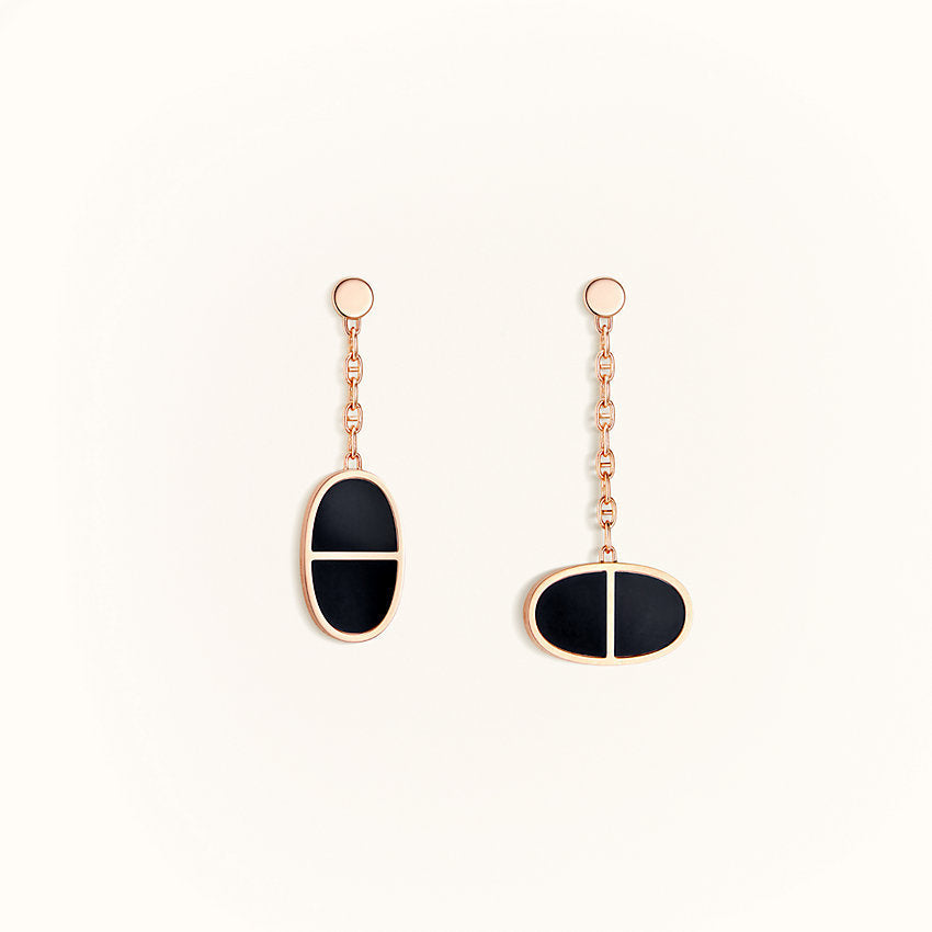 ¡®Star¡¯CHAINE VERSO BLACK CERAMIC EARRINGS