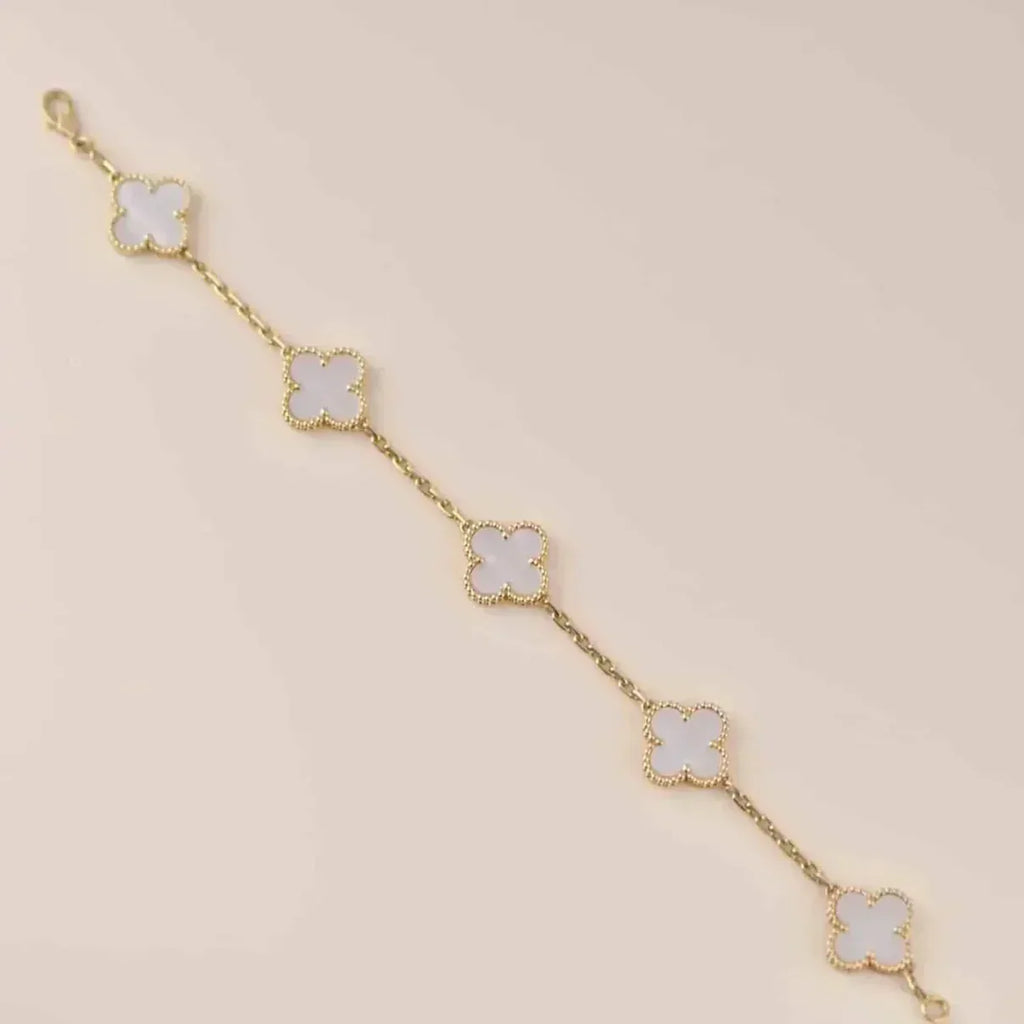[Star]New CLOVER WHITE PEARL MOP 5 MOTIF BRACELET COLLECTION