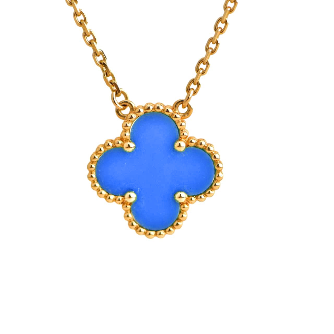 ¡®Star¡¯CLOVER 15MM BLUE AGATE NECKLACE