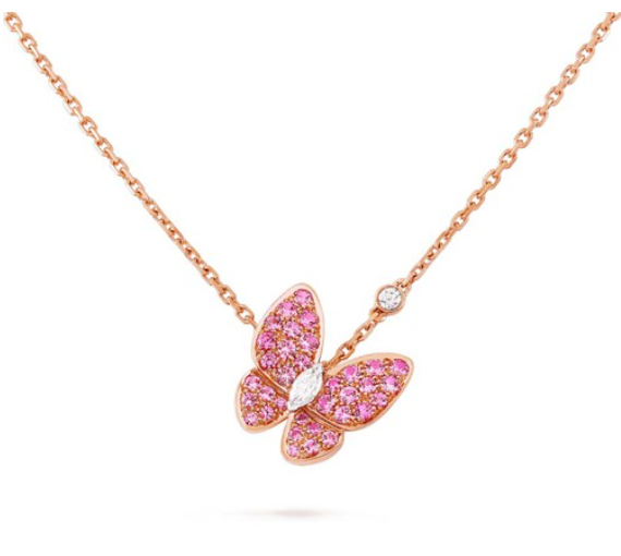 ¡®Star¡¯BUTTERFLY RED DIAMOND ROSE GOLD NECKLACE