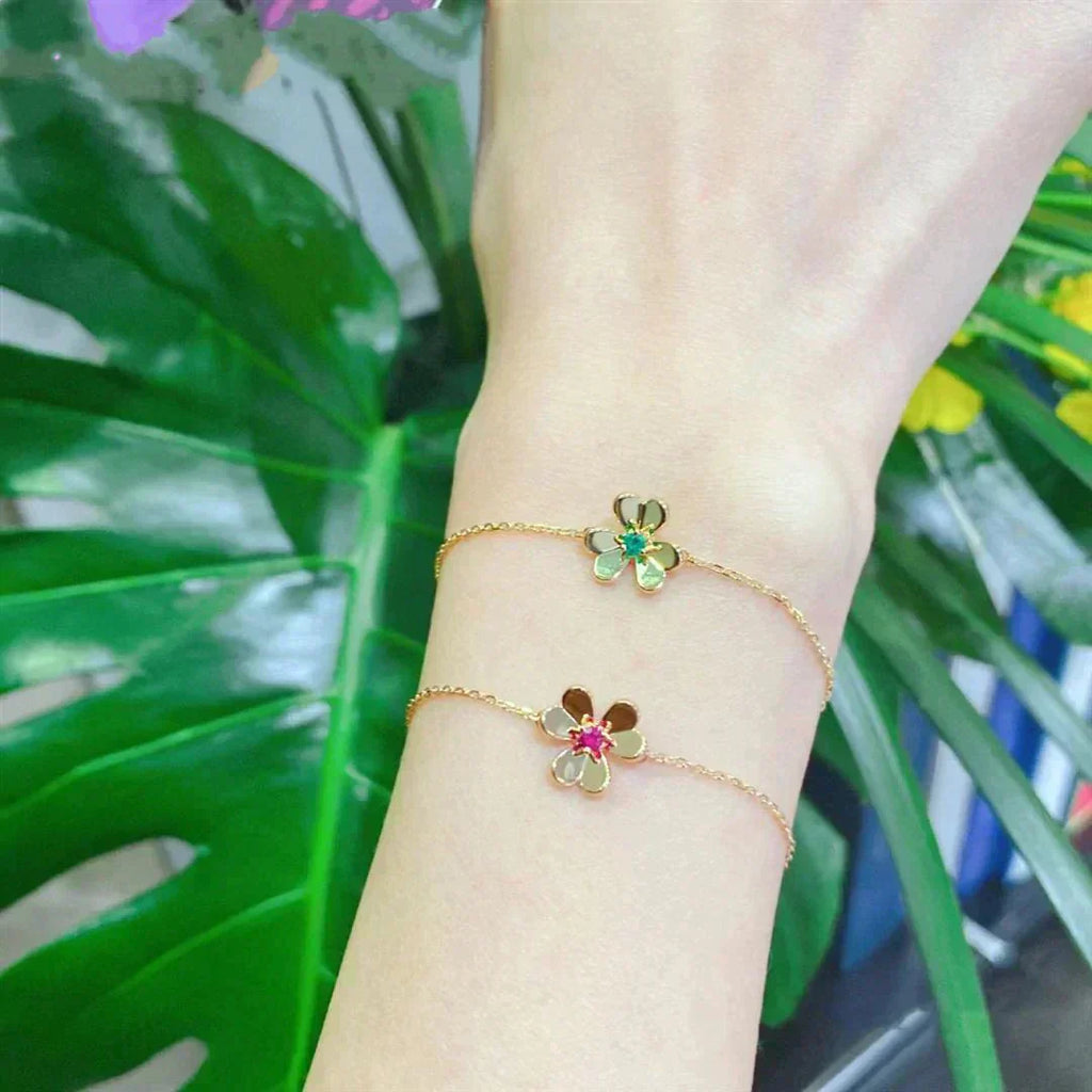¡®Star¡¯FRIVOLE GOLD FLOWER PINK MALACHITE BRACELET