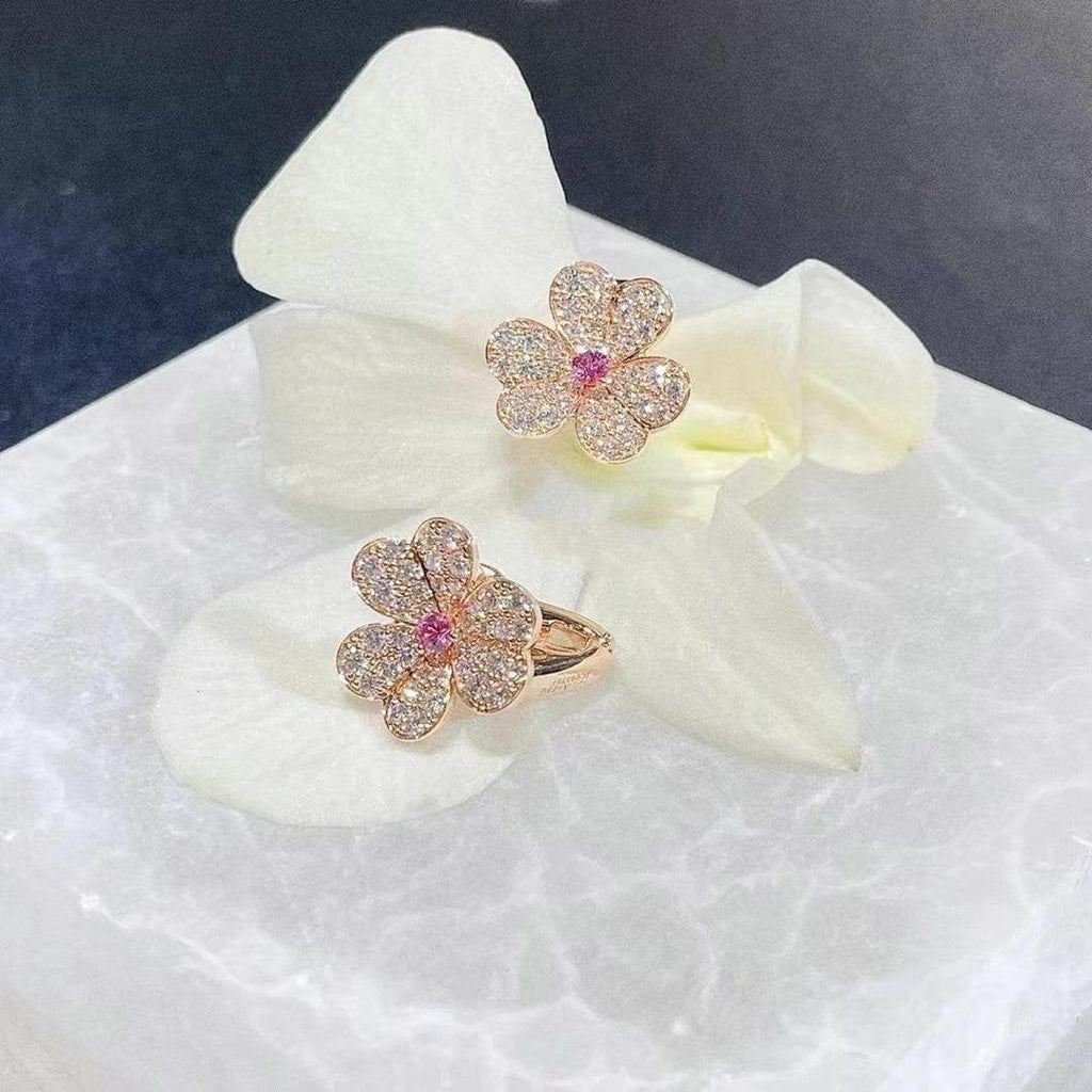 ¡®Star¡¯FRIVOLE PINK GOLD FLOWER DIAMOND EARRINGS