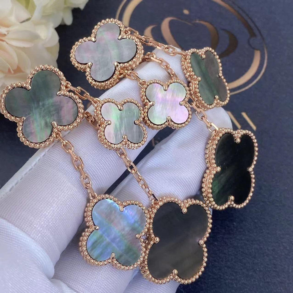 ¡®Star¡¯CLOVER EARRINGS DARK MOP 4 MOTIFS ROSE GOLD