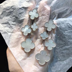 ¡®Star¡¯CLOVER EARRINGS WHITE MOP 4 MOTIFS SILVER