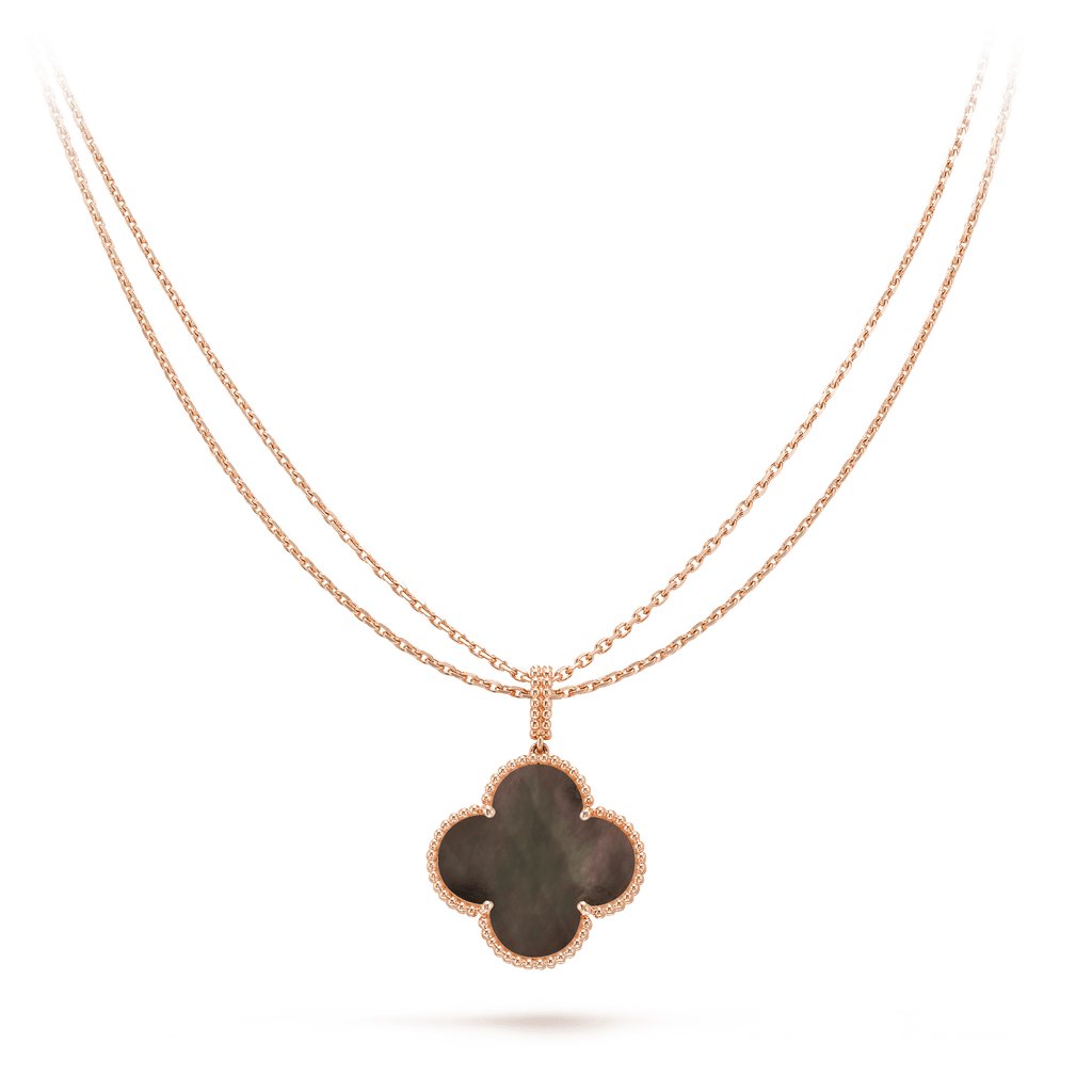 ¡®Star¡¯CLOVER 25MM GOLD DARK MOP BIG CLOVER NECKLACE