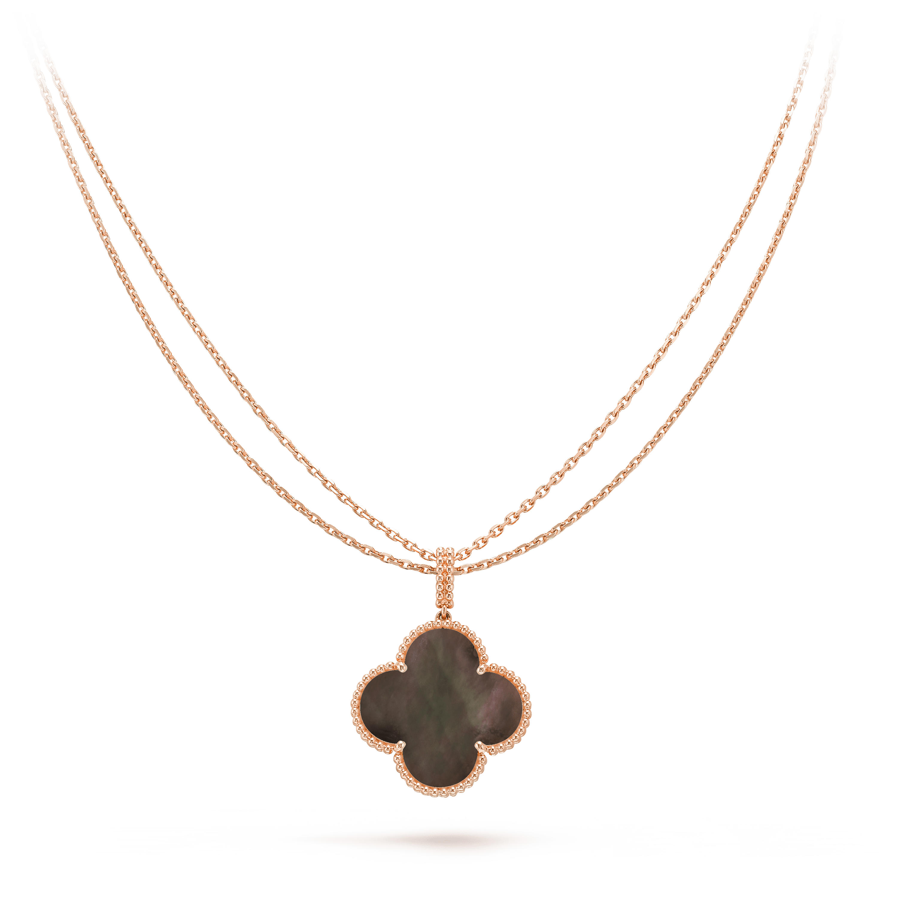 ¡®Star¡¯CLOVER 25MM GOLD DARK MOP BIG CLOVER NECKLACE