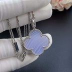 ¡®Star¡¯CLOVER SILVER CHALCEDONY BIG CLOVER NECKLACE