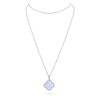 ¡®Star¡¯CLOVER SILVER CHALCEDONY BIG CLOVER NECKLACE