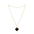 ¡®Star¡¯CLOVER 25MM GOLD ONYX BIG CLOVER NECKLACE
