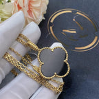 ¡®Star¡¯CLOVER 25MM GOLD ONYX BIG CLOVER NECKLACE