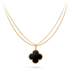 ¡®Star¡¯CLOVER 25MM GOLD ONYX BIG CLOVER NECKLACE