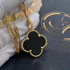 ¡®Star¡¯CLOVER 25MM GOLD ONYX BIG CLOVER NECKLACE