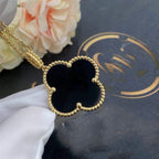 ¡®Star¡¯CLOVER 25MM GOLD ONYX BIG CLOVER NECKLACE