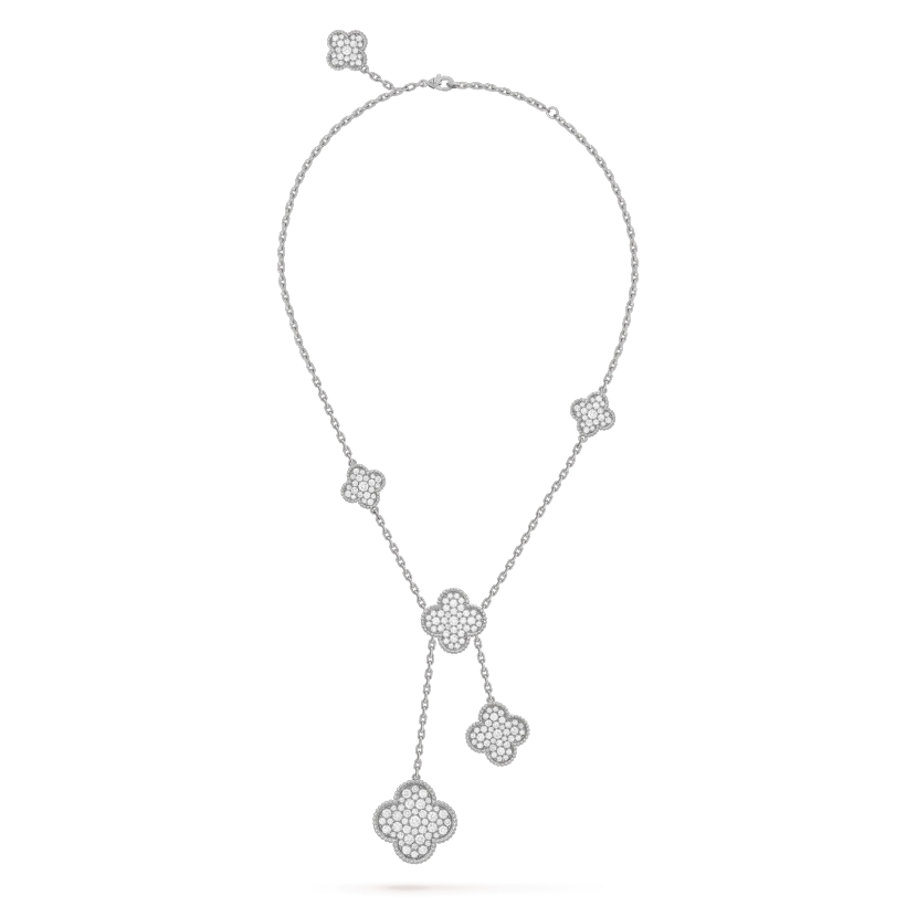 ¡®Star¡¯CLOVER 5 MOTIFS SILVER DIAMONDS NECKLACE