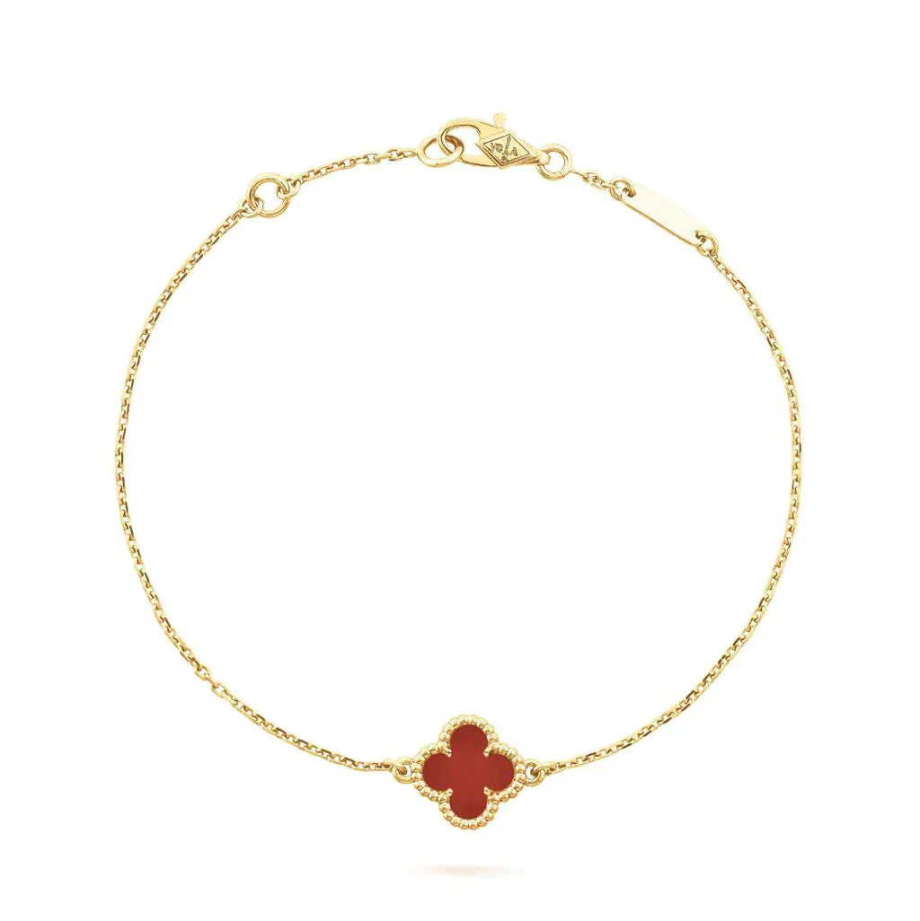 ¡®Star¡¯CLOVER  CARNELIAN SINGLE FLOWER BRACELET