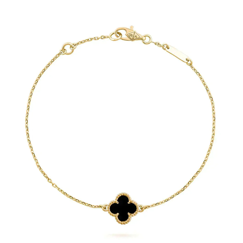 ¡®Star¡¯CLOVER ONYX SINGLE FLOWER BRACELET