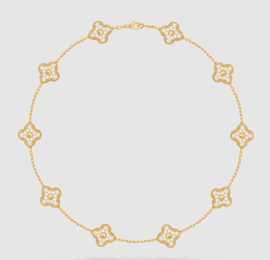 [¡®Star¡¯]CLOVER 10 MOTIFS FULL DIAMOND NECKLACE