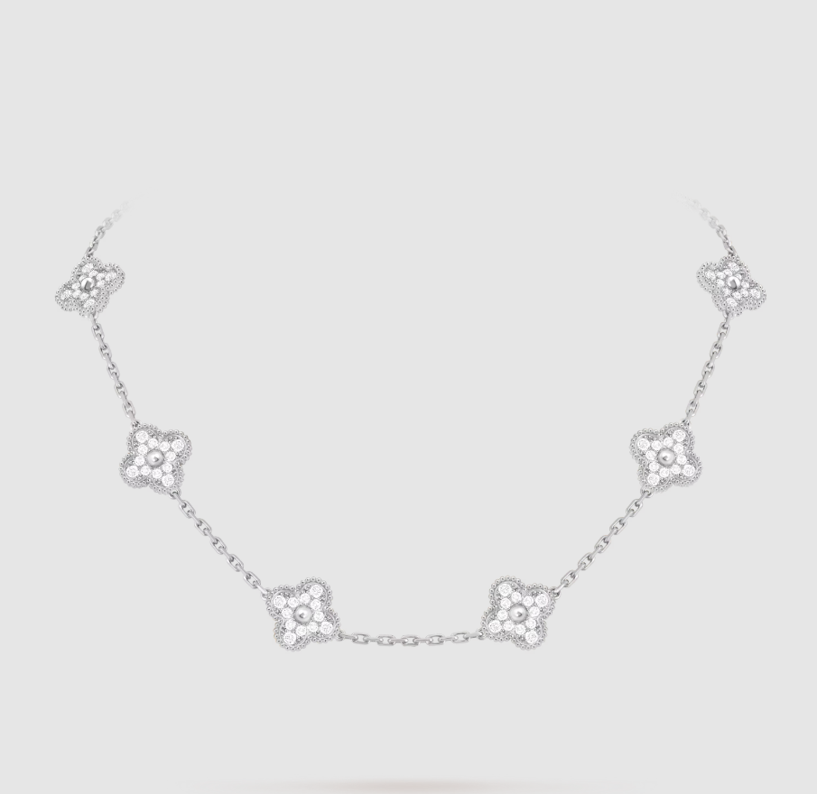 [¡®Star¡¯]CLOVER 10 MOTIFS FULL DIAMOND NECKLACE