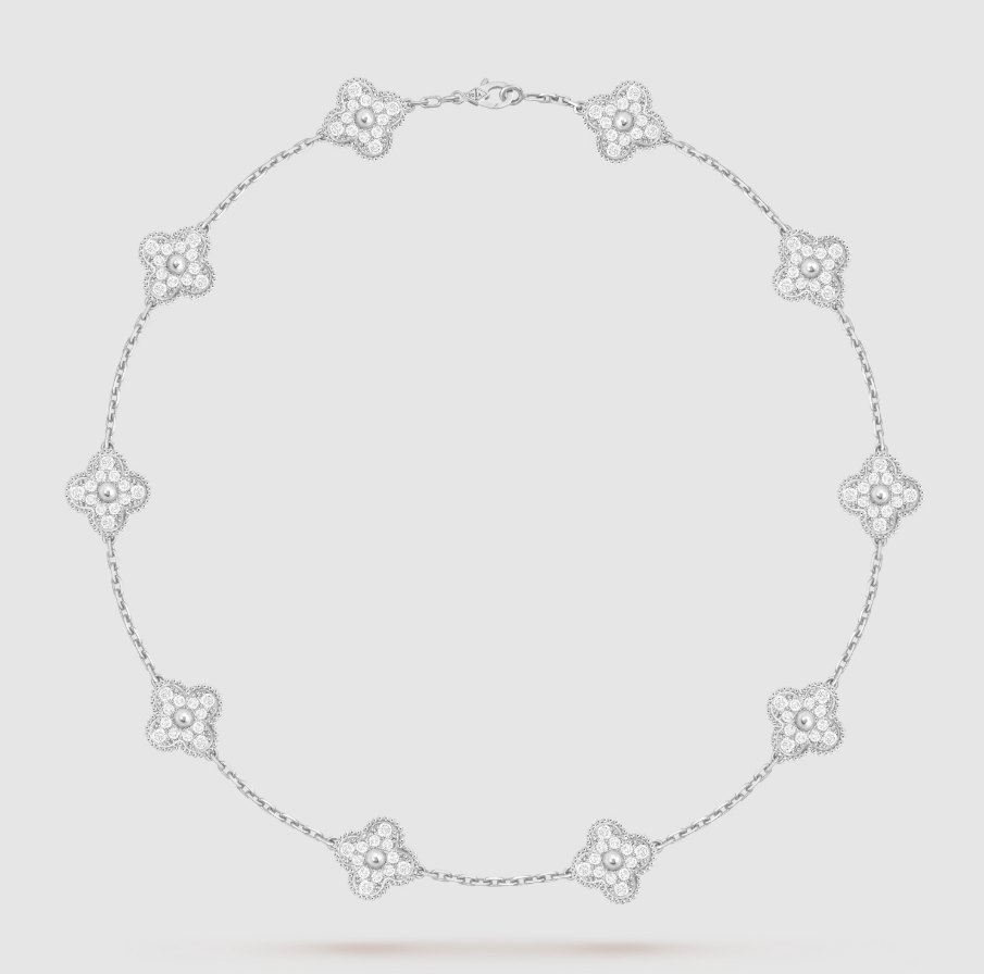 [¡®Star¡¯]CLOVER 10 MOTIFS FULL DIAMOND NECKLACE