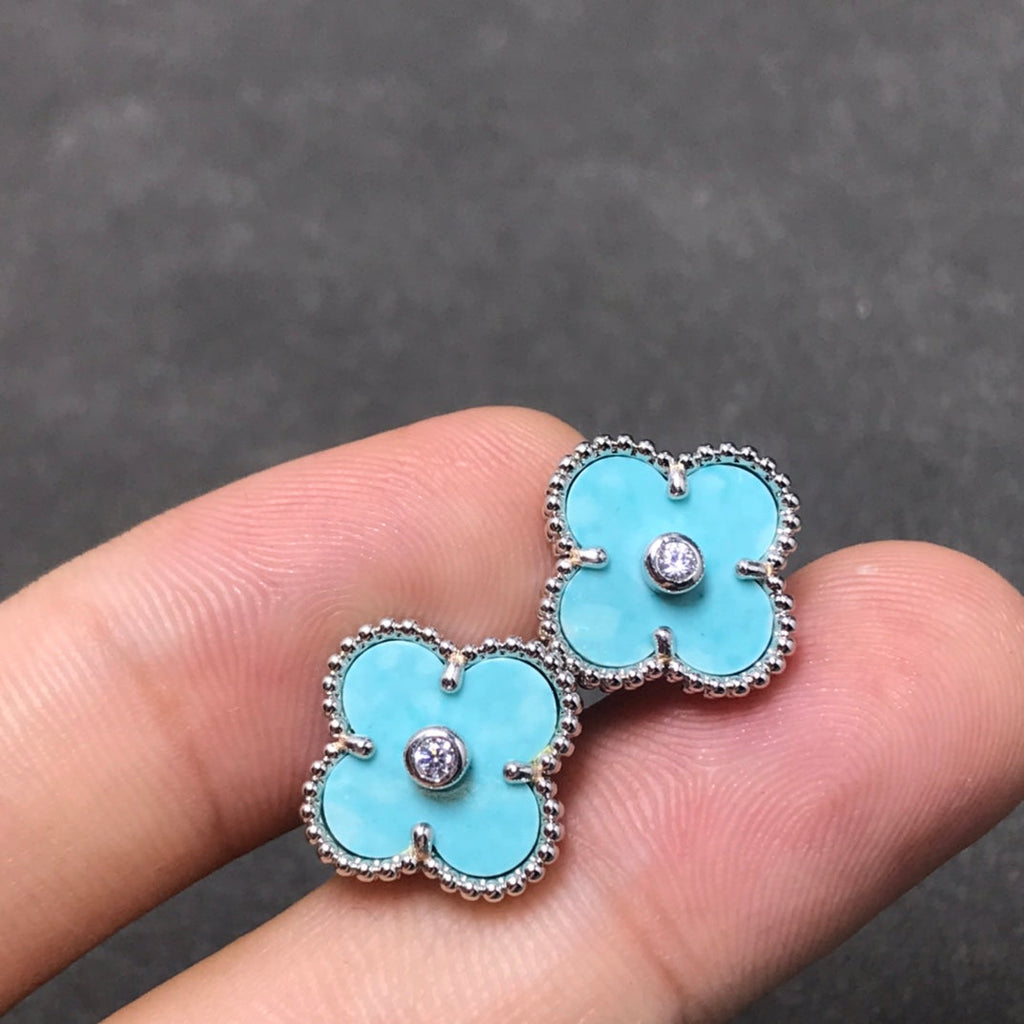 ¡®Star¡¯CLOVER 1 DIAMOND BLUE SKY SILVER EARRINGS