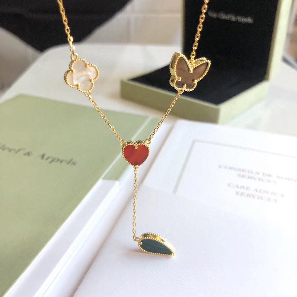 ¡®Star¡¯LUCKY SPRING 4 MOTIFS ROSE GOLD NECKLACE