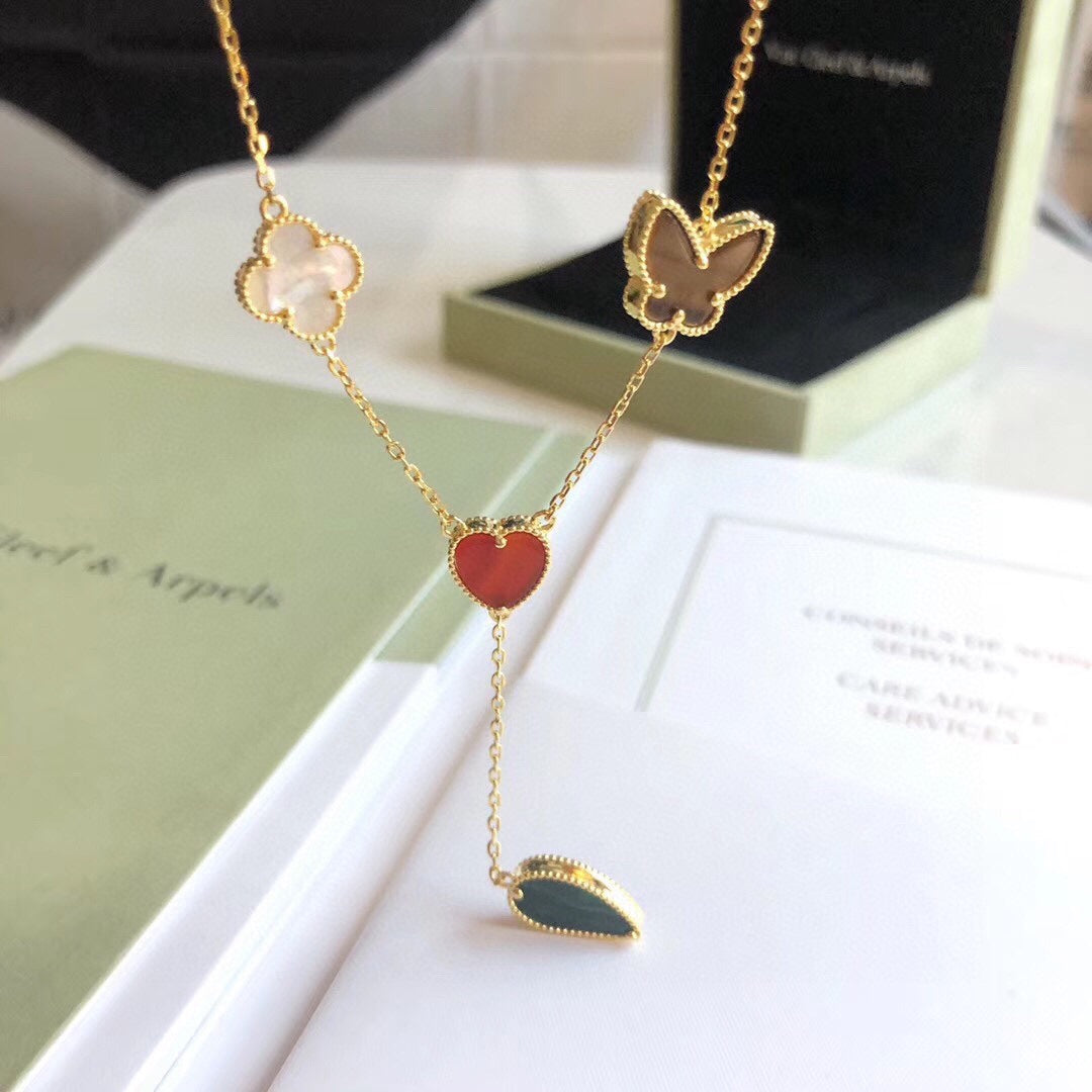 ¡®Star¡¯LUCKY SPRING 4 MOTIFS ROSE GOLD NECKLACE