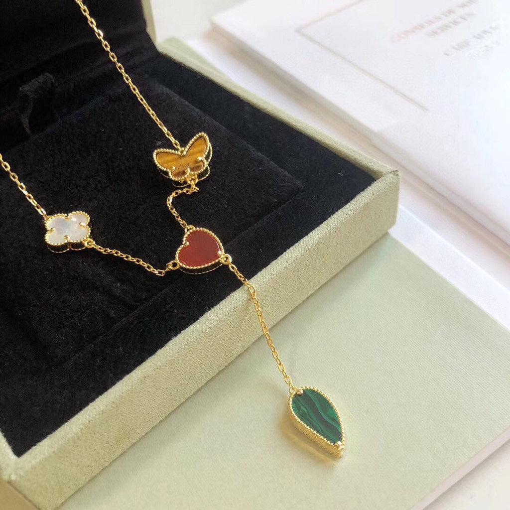 ¡®Star¡¯LUCKY SPRING 4 MOTIFS ROSE GOLD NECKLACE