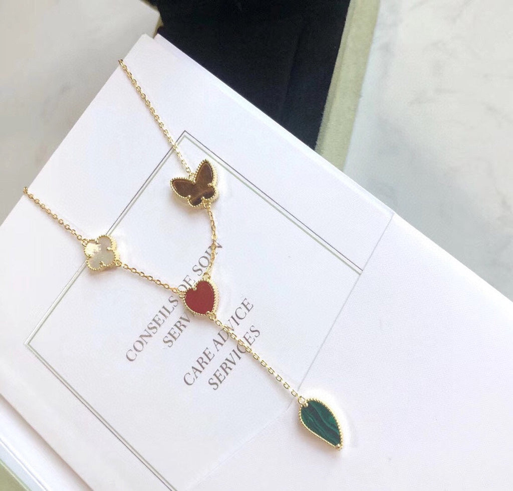 ¡®Star¡¯LUCKY SPRING 4 MOTIFS ROSE GOLD NECKLACE